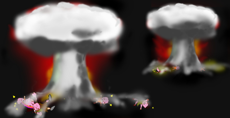 原爆投下 きのこ雲の絵 一輪の花 P 23
