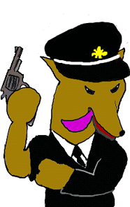 拳銃をかまえる警官の絵、イラスト