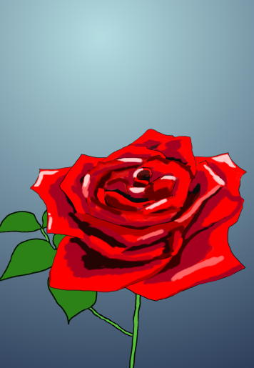 真紅の薔薇の花の絵（イラスト）