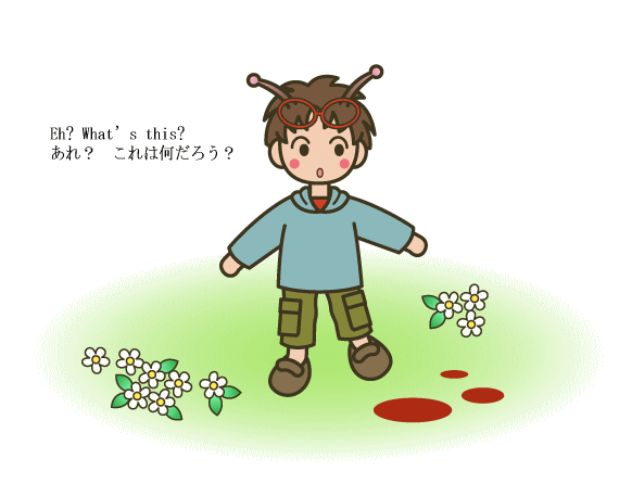 少年とお花のイラスト